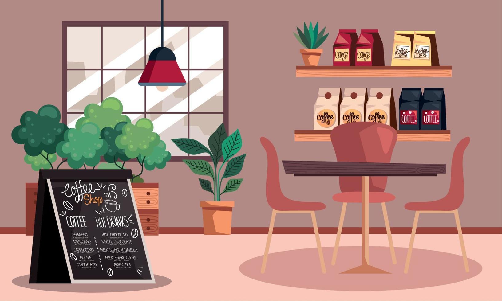 coffee shop and chalkboard vector