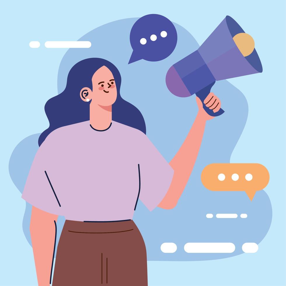 woman with megaphone sound vector