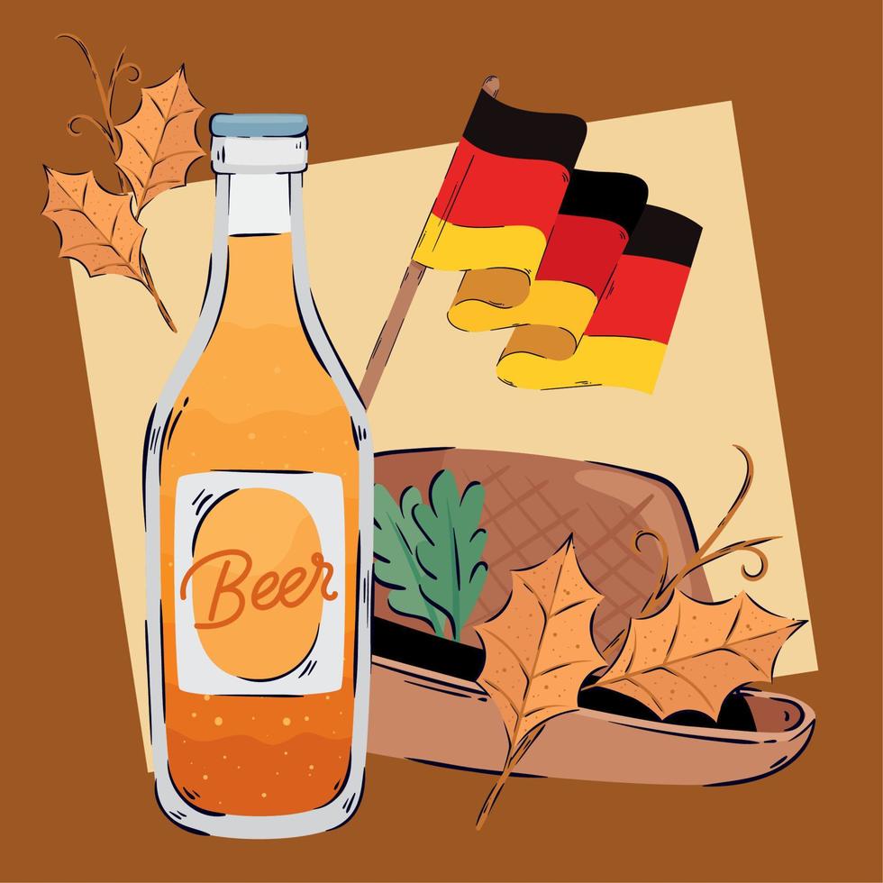 beer bottle with tyrolean hat vector