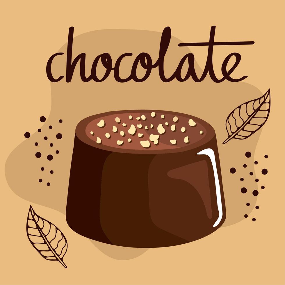 chocolate lettering with truffle sweet vector