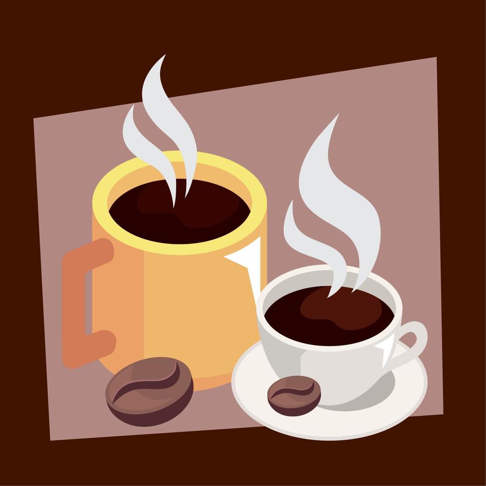 two coffee cups drinks vector