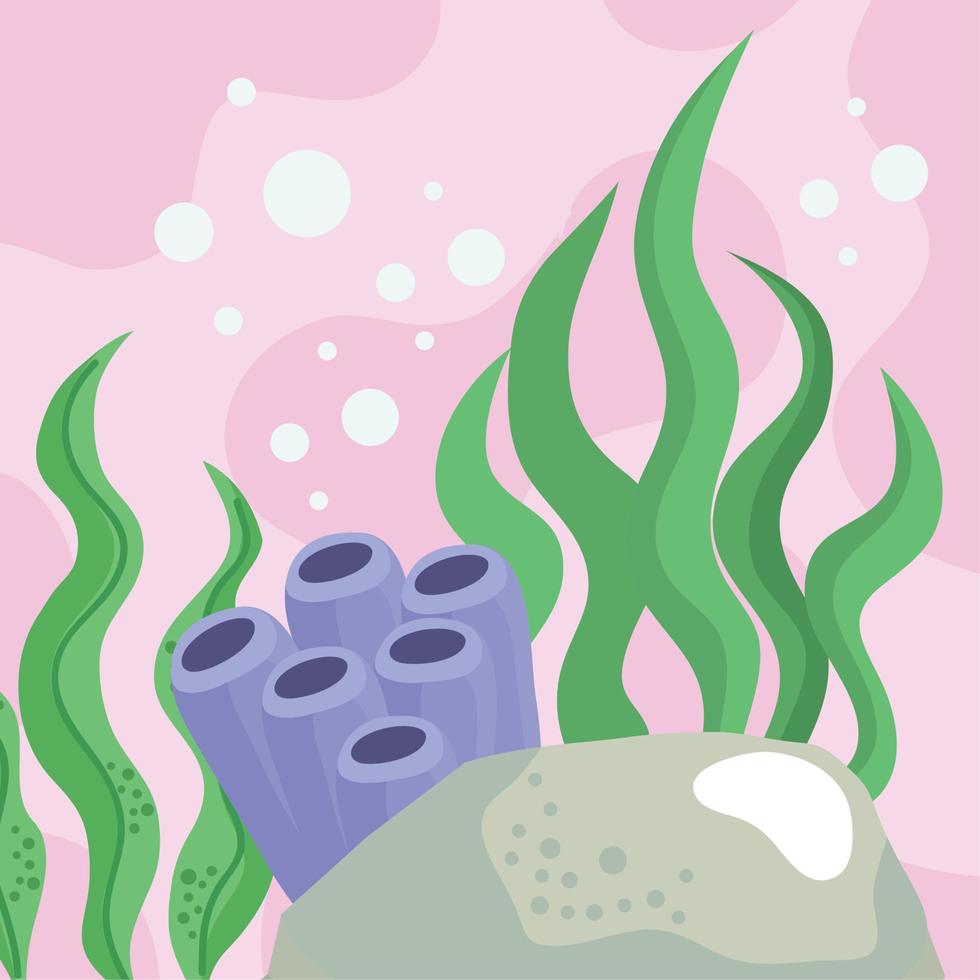 lilac coral and seaweed vector