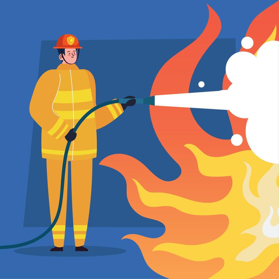 fireman putting flames with nose vector
