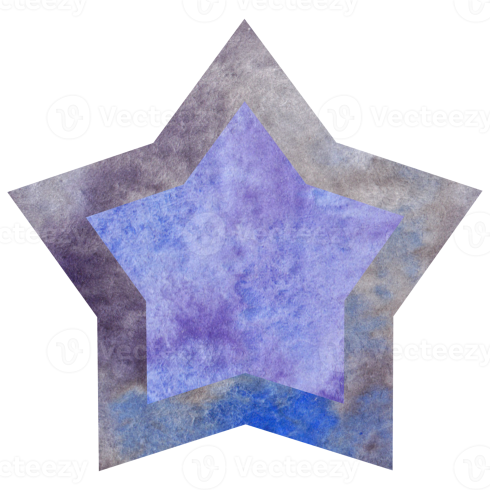 Blue watercolor star. Celestial element, space, sky png