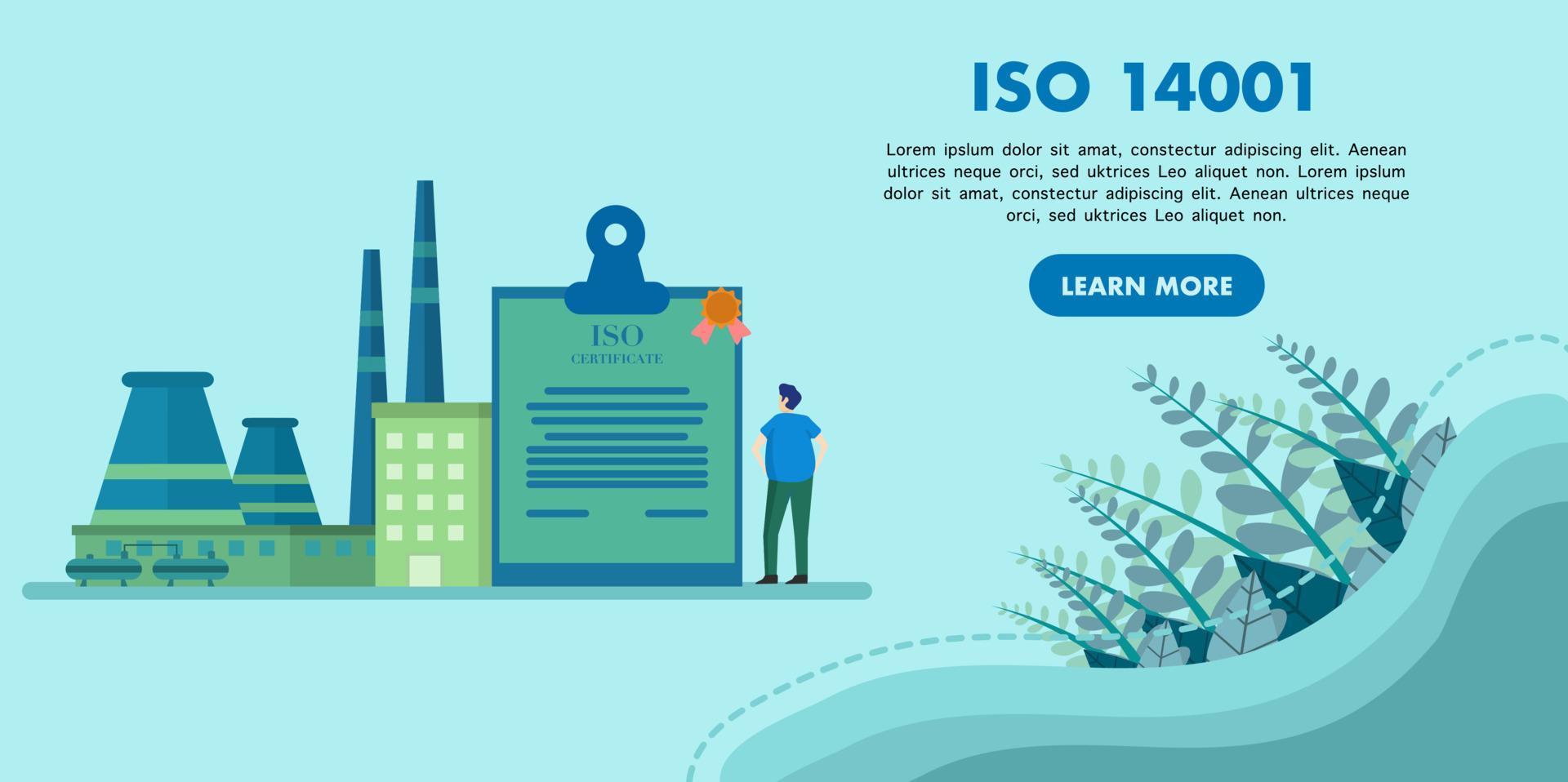 ISO 14001 environmental management system. Can be used for web landing pages, banners, mobile apps. Vector. vector