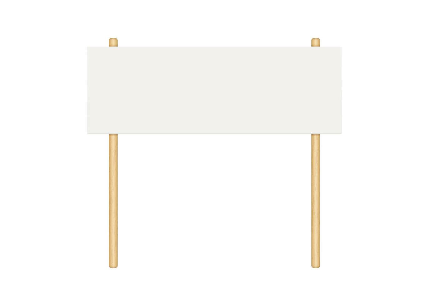 Picket banner frame. Blank demonstration banner mock up. Empty protest placard with wooden poles. Realistic politic strike board mockup. Vector illustration isolated on white background