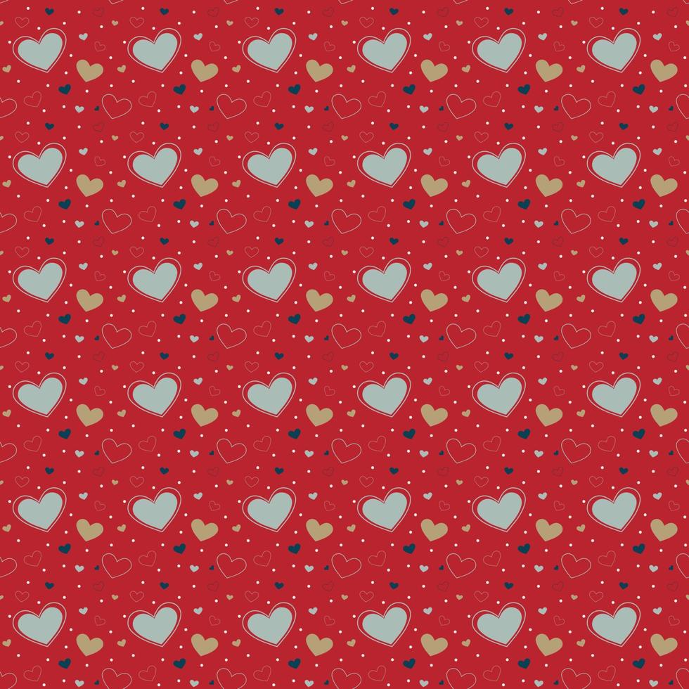 Cute heart seamless pattern vector on red background, christmas wallpaper, digital paper used for computer graphic, craft card, gift wrapping paper and more
