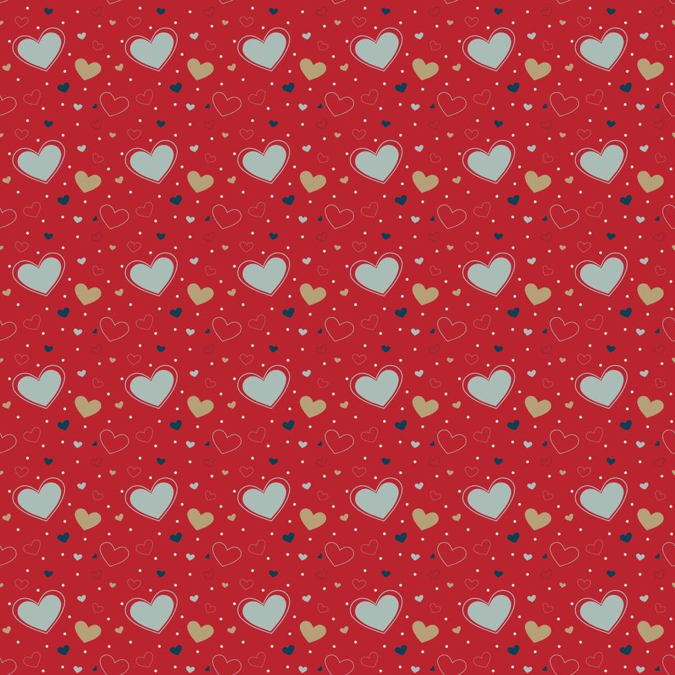 vector de patrones sin fisuras de corazón lindo sobre fondo rojo, papel tapiz de navidad, papel digital usado para gráficos de computadora, tarjeta artesanal, papel de regalo y más