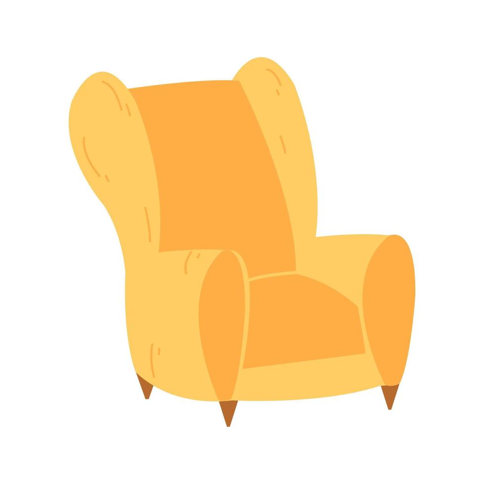 sillón en estilo plano de dibujos animados dibujados a mano. ilustración vectorial de muebles, interior de apartamento, hogar acogedor. vector