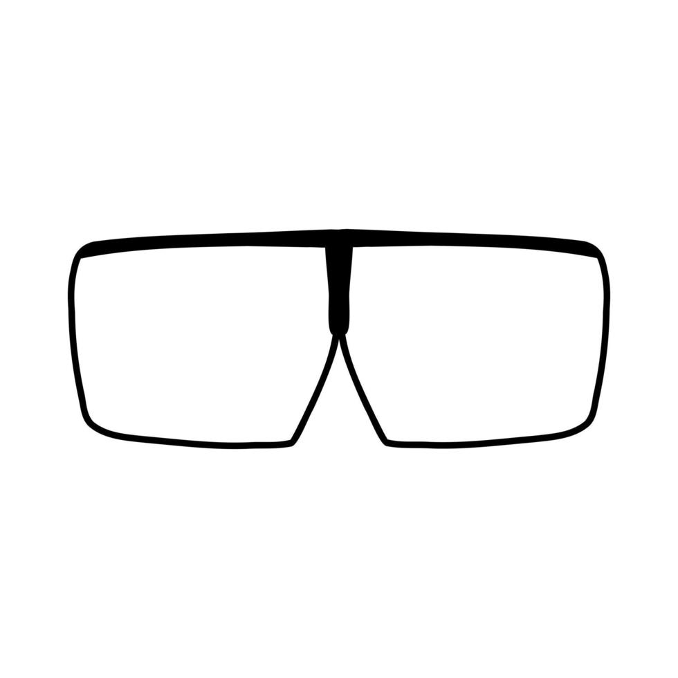Hand drawn doodle glasses. Vector sketch illustration of black outline eyeglasses, linear icon, sunglasses for print, coloring page, design, logo.