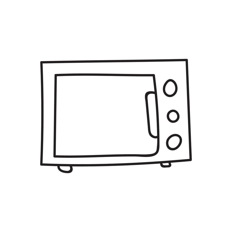 Microwave oven cute doodle sketch isolated Vector Image