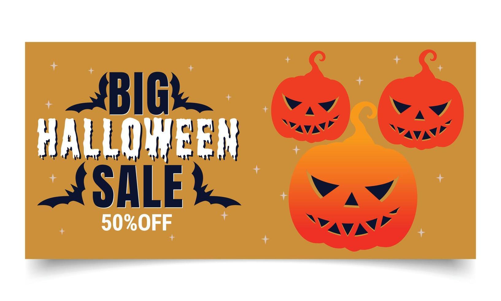 Halloween's sale banner or poster design template. Illustration of a Halloween background. vector