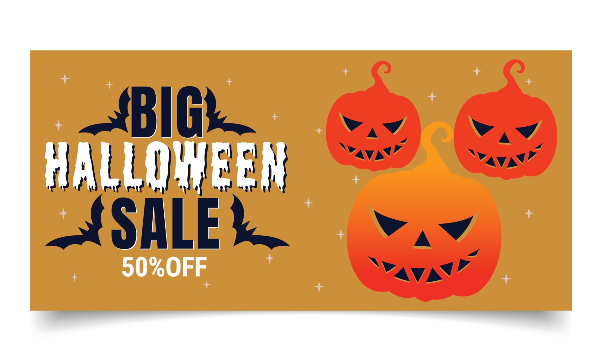 Halloween’s sale banner or poster design template. Illustration of a