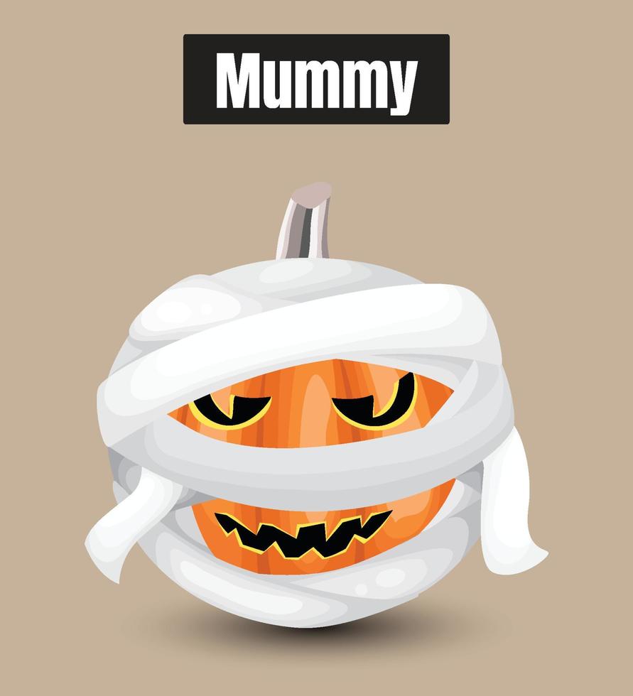 momia de monstruos de calabaza vector