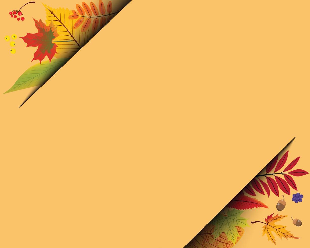 Autumn background paper cut and leaves in corner vector