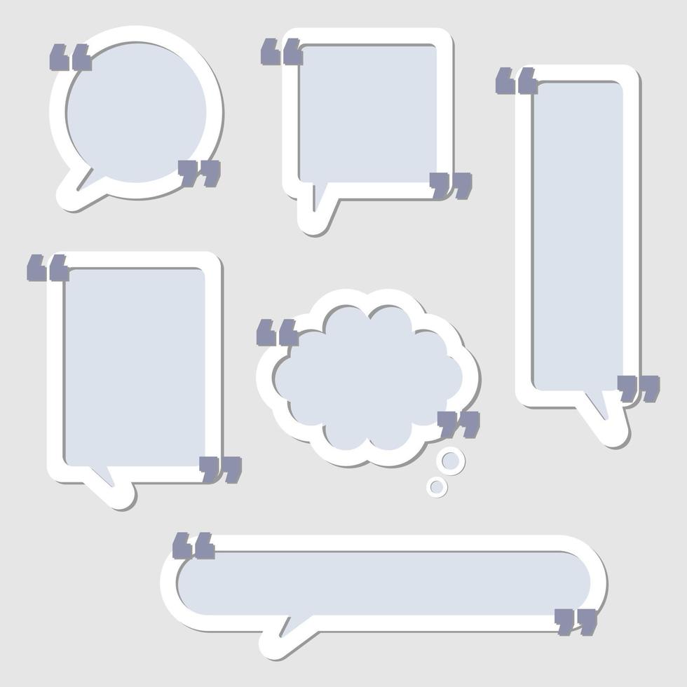 collection set of frame border, speech bubble balloon with quotation marks, speak, talk, text box, banner, flat design vector illustration