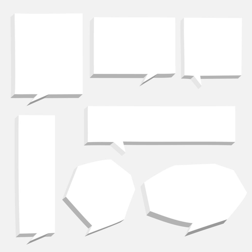 collection set of 3D hand drawn speech bubble balloon think, speak, talk, template, text box banner, flat design vector illustration