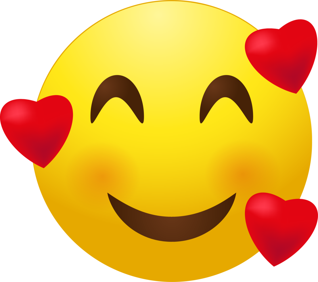 emoji de sorriso positivo com corações png