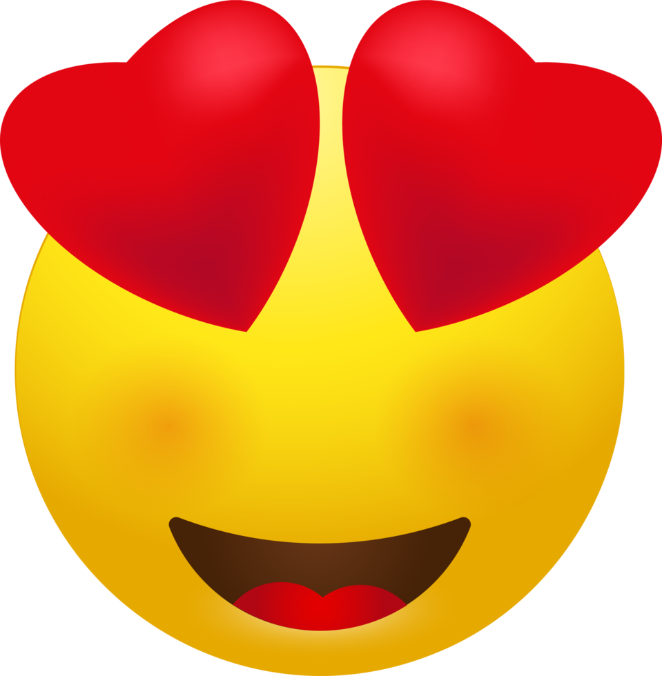 positivo emoji con grande cuore occhi png