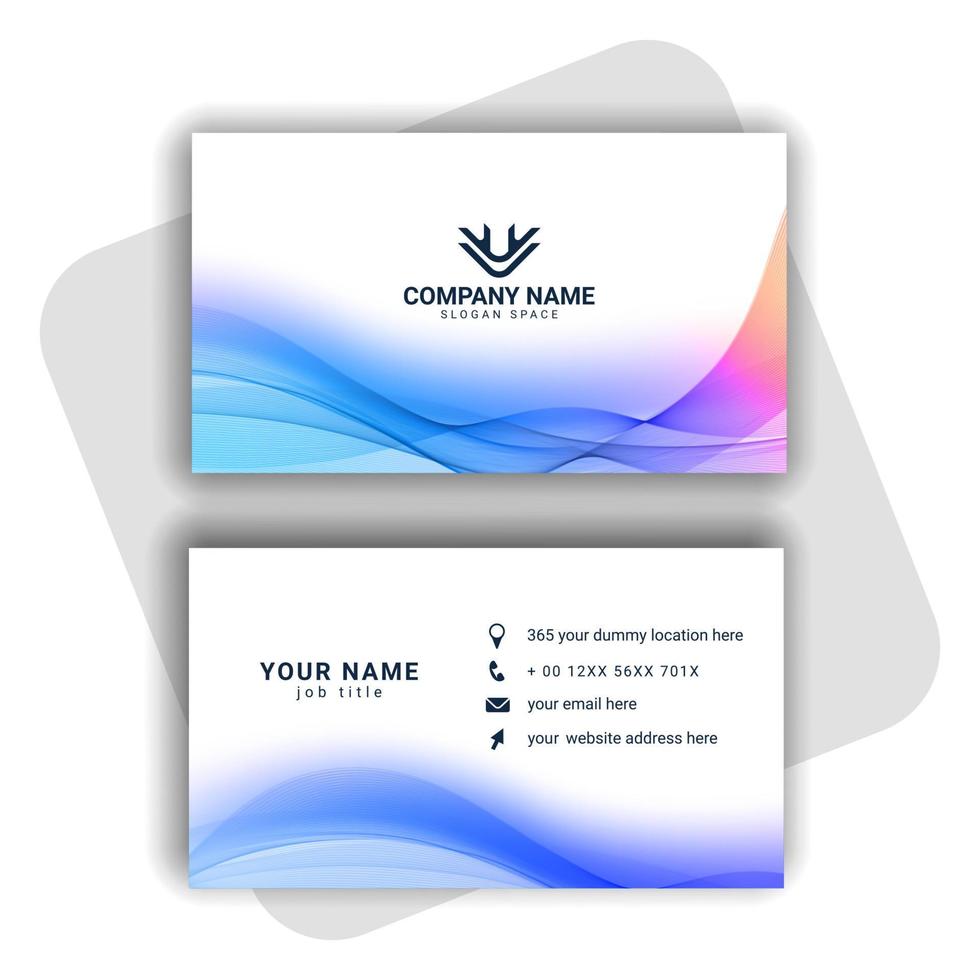 diseño de tarjeta de visita moderna azul con forma ondulada vector