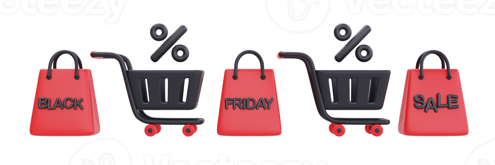 Black Friday Super Sale with shopping carts and gift boxes, Christmas and Happy New Year promotion, 3d rendering. png