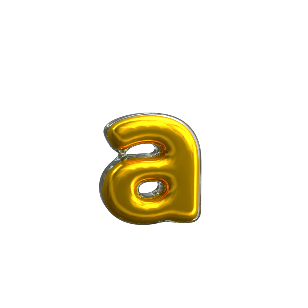 Mental Yellow Letter a 3D Render png