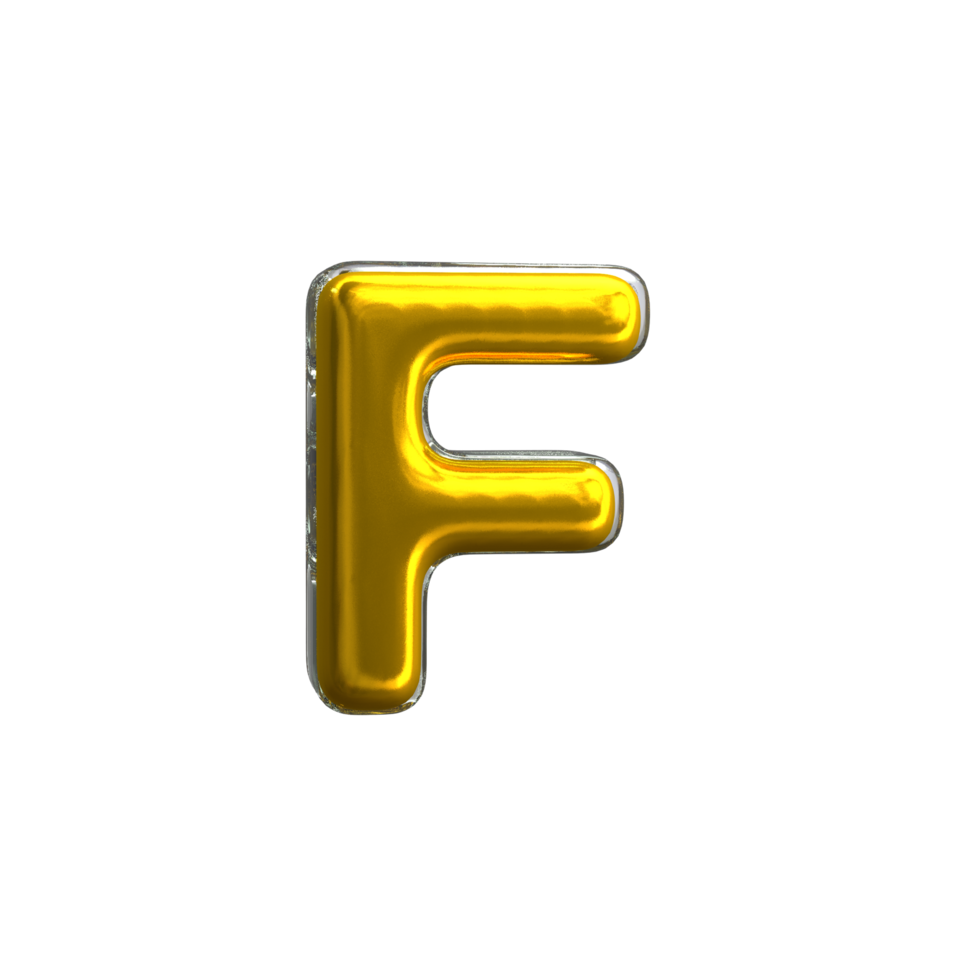 mentaler gelber Buchstabe f 3D-Rendering png