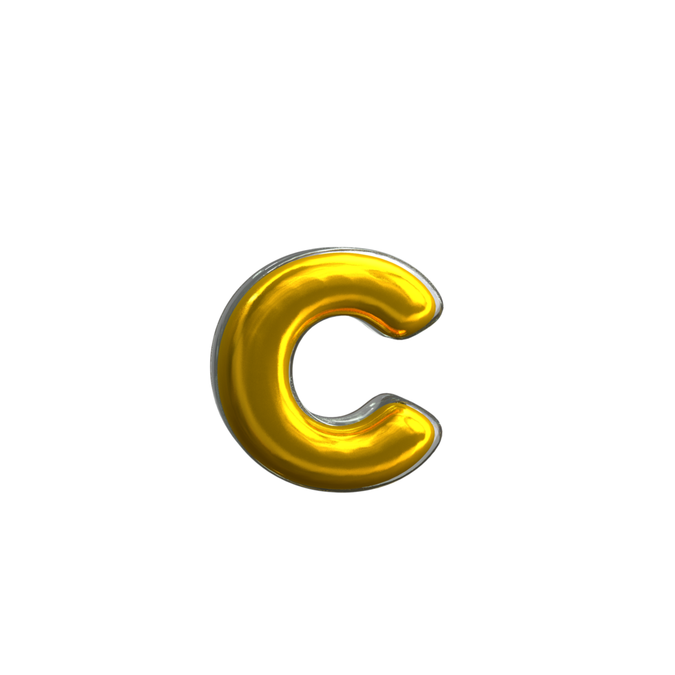 mentaler gelber Buchstabe c 3D-Rendering png