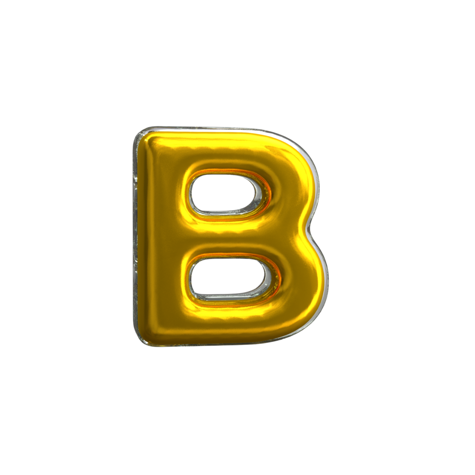 mental letra amarela b renderização 3d png