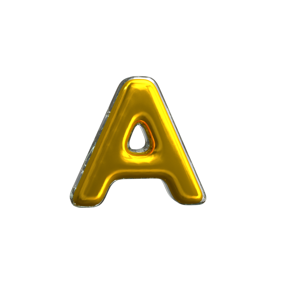 Mental Yellow Letter A 3D Render png