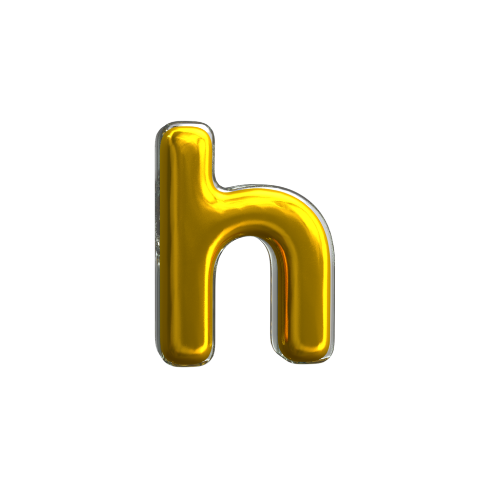 render 3d mental amarillo letra h png