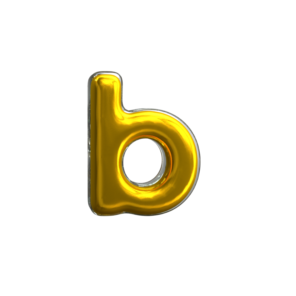 Mental Yellow Letter b 3D Render png