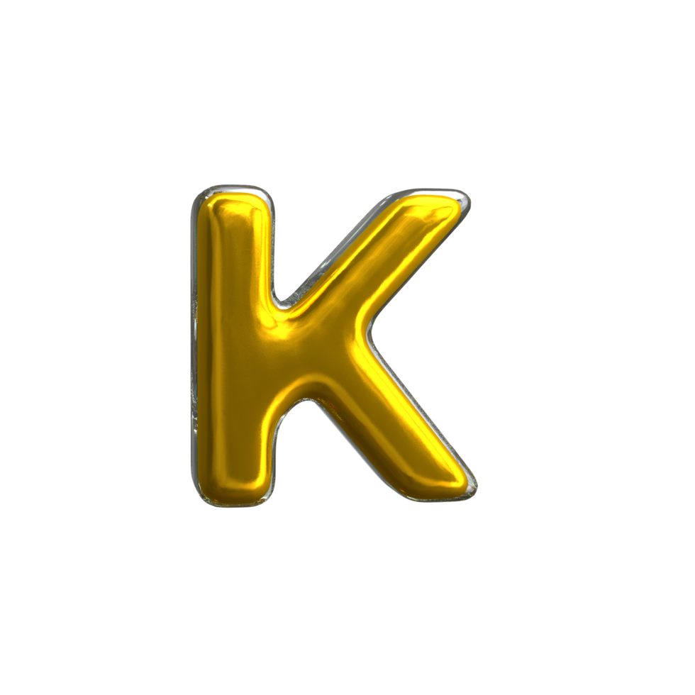 render 3d mental amarillo letra k png