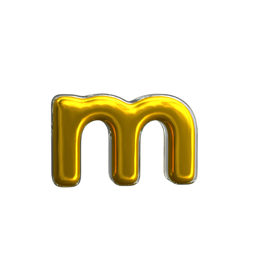 render 3d mental amarillo letra m png