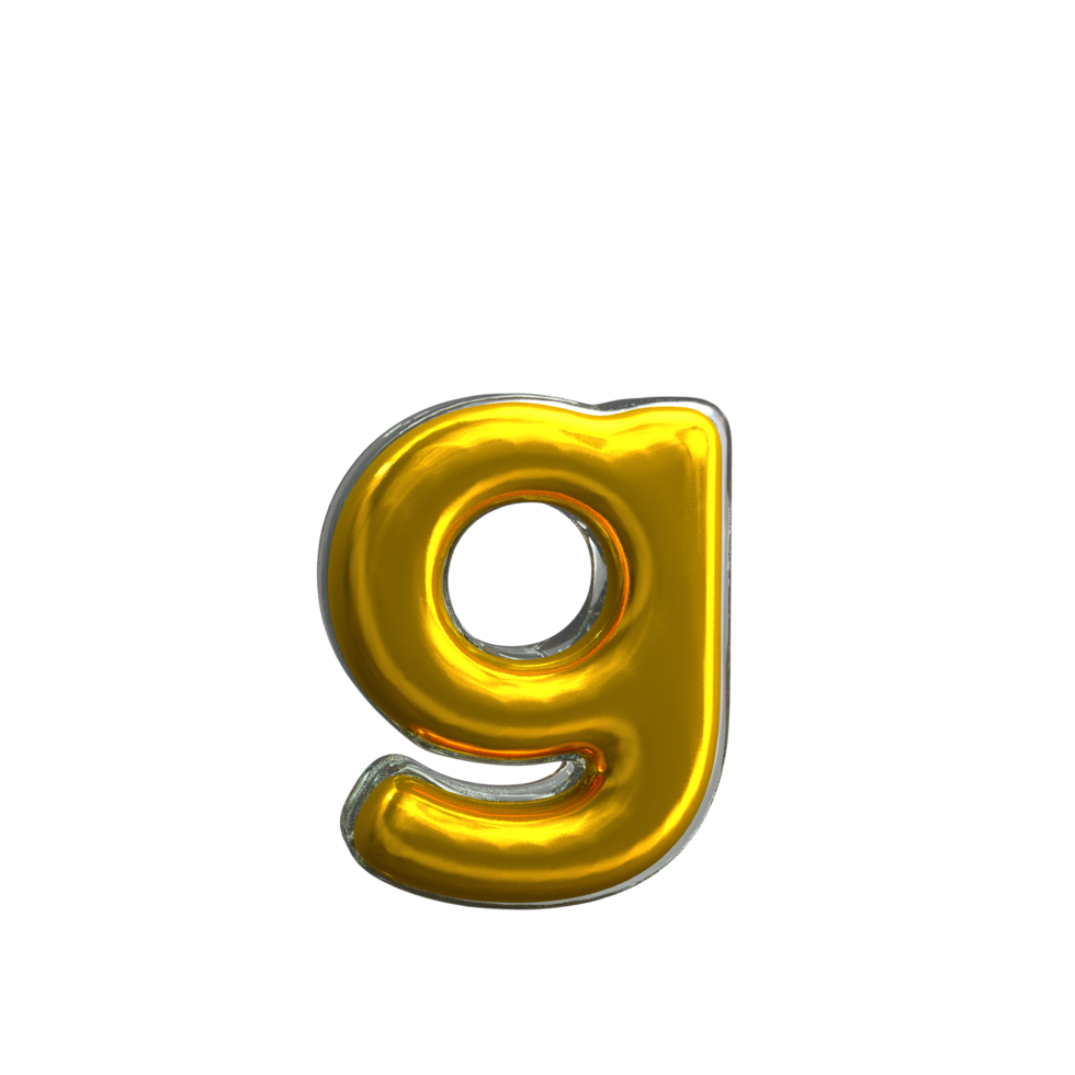 Mental Yellow Letter g 3D Render png