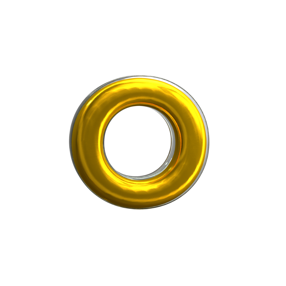 Mental Yellow Letter O 3D Render png