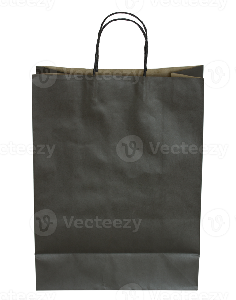 black paper bag isolated with clipping path for mockup png