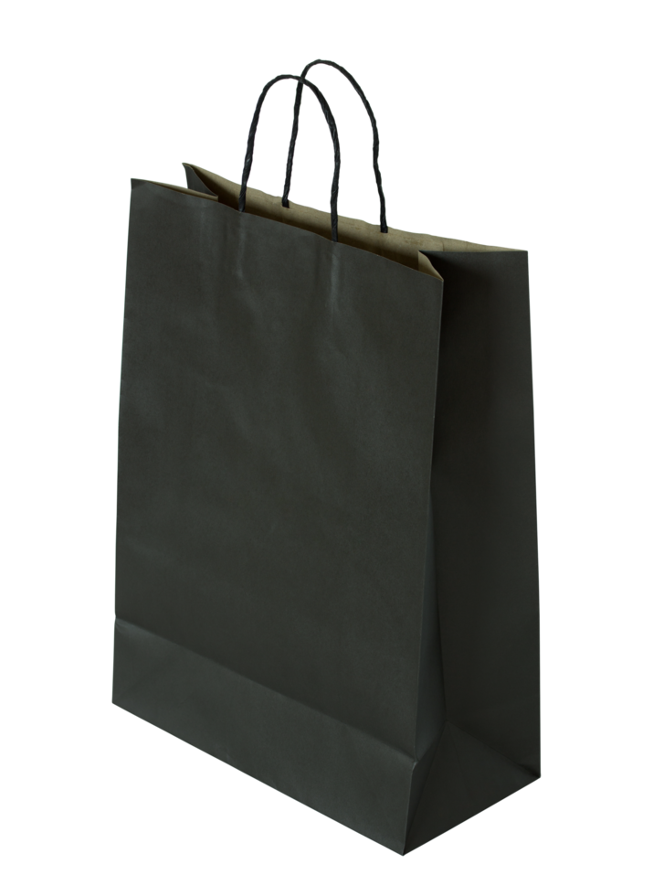 black paper bag isolated with clipping path for mockup png