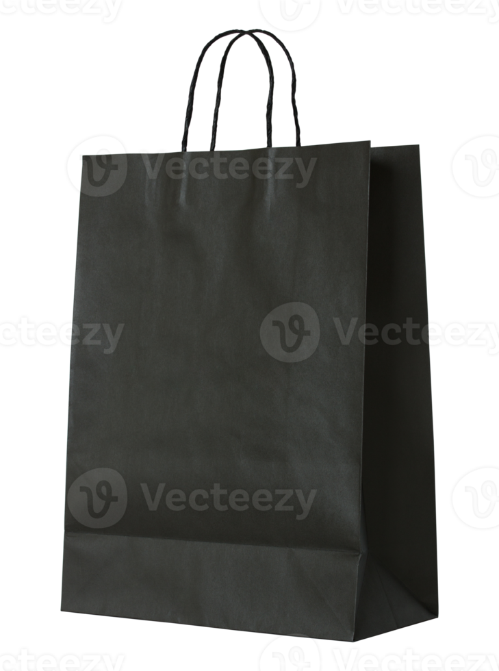 black paper bag isolated with clipping path for mockup png