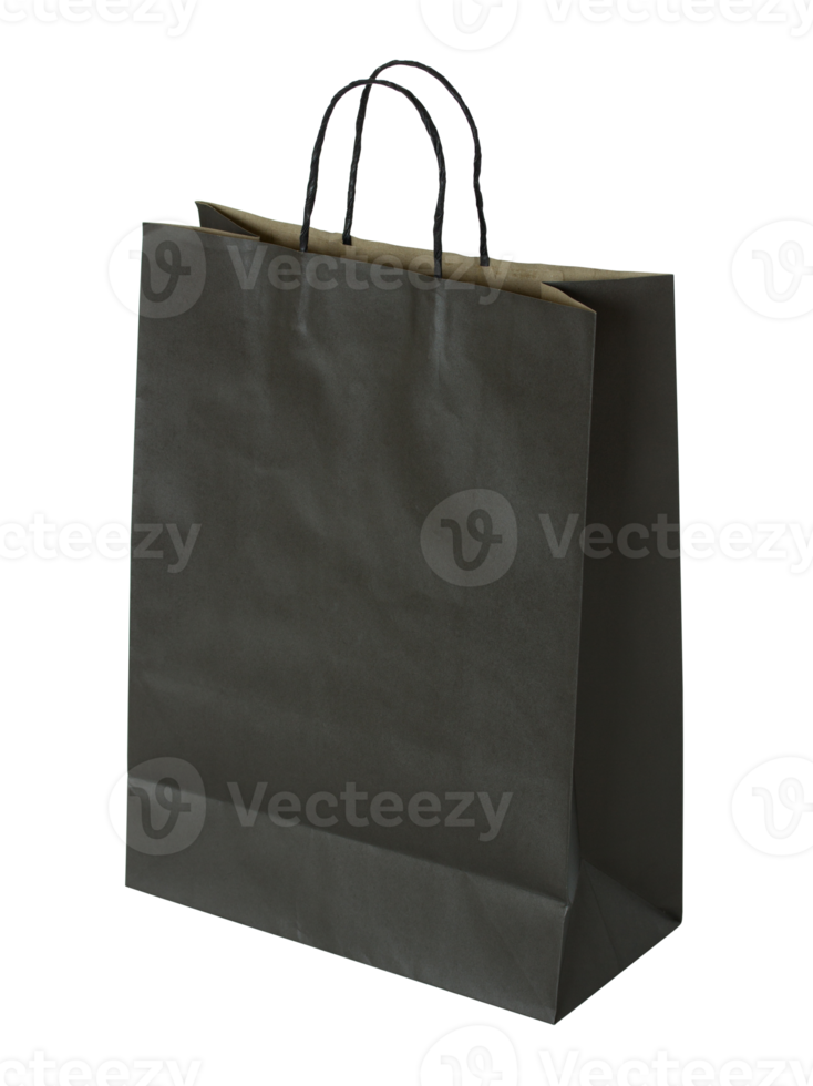 black paper bag isolated with clipping path for mockup png