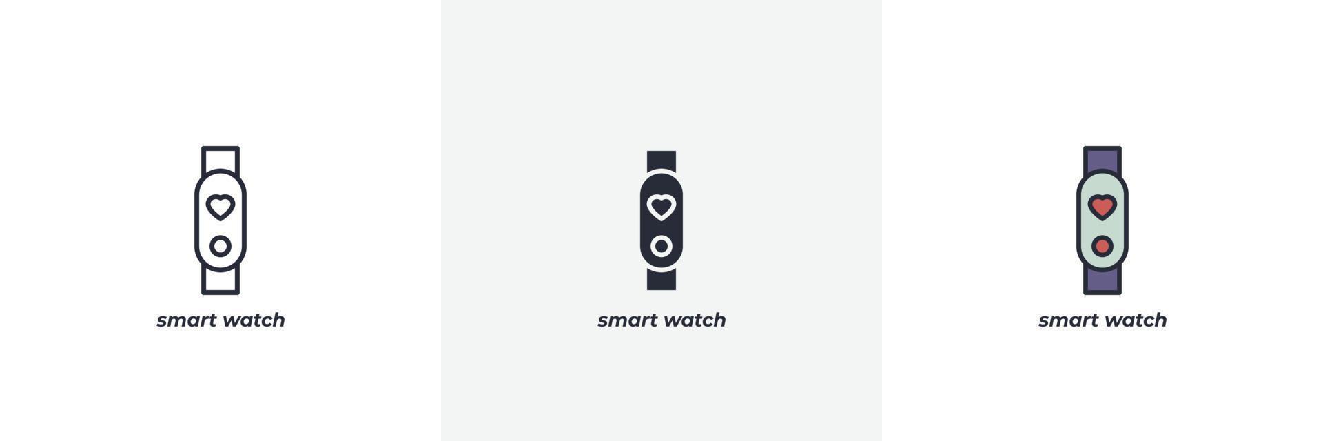 smart watch icon. Line, solid and filled outline colorful version, outline and filled vector sign. Idea Symbol, logo illustration. Vector graphics