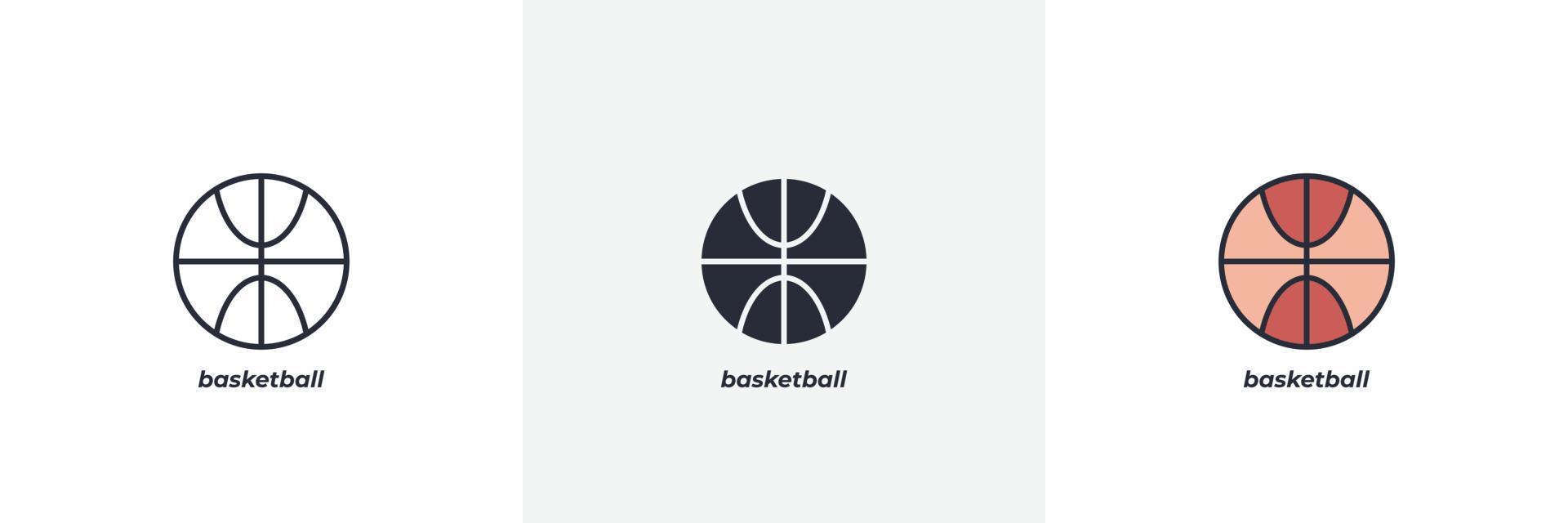 basketball icon. Line, solid and filled outline colorful version, outline and filled vector sign. Idea Symbol, logo illustration. Vector graphics