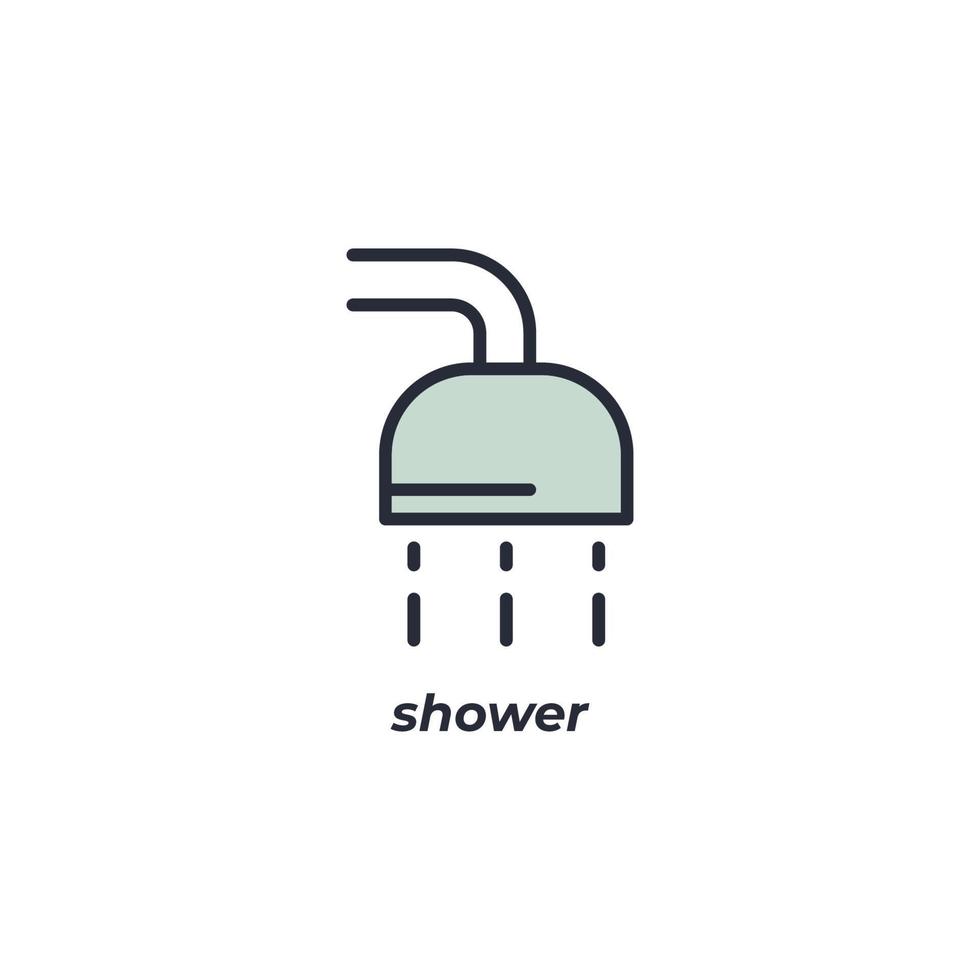 Vector sign of shower symbol is isolated on a white background. icon color editable.