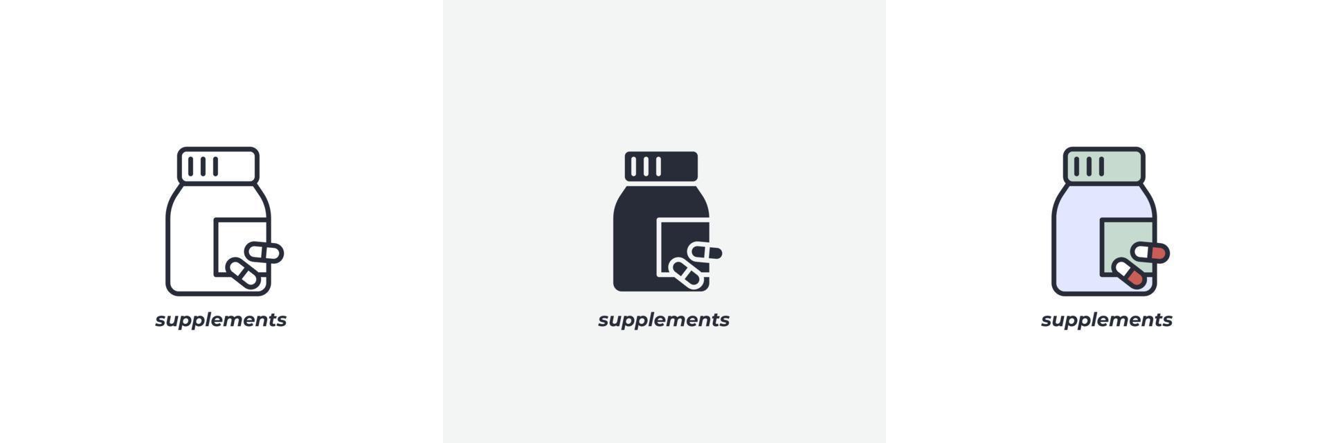 supplements icon. Line, solid and filled outline colorful version, outline and filled vector sign. Idea Symbol, logo illustration. Vector graphics