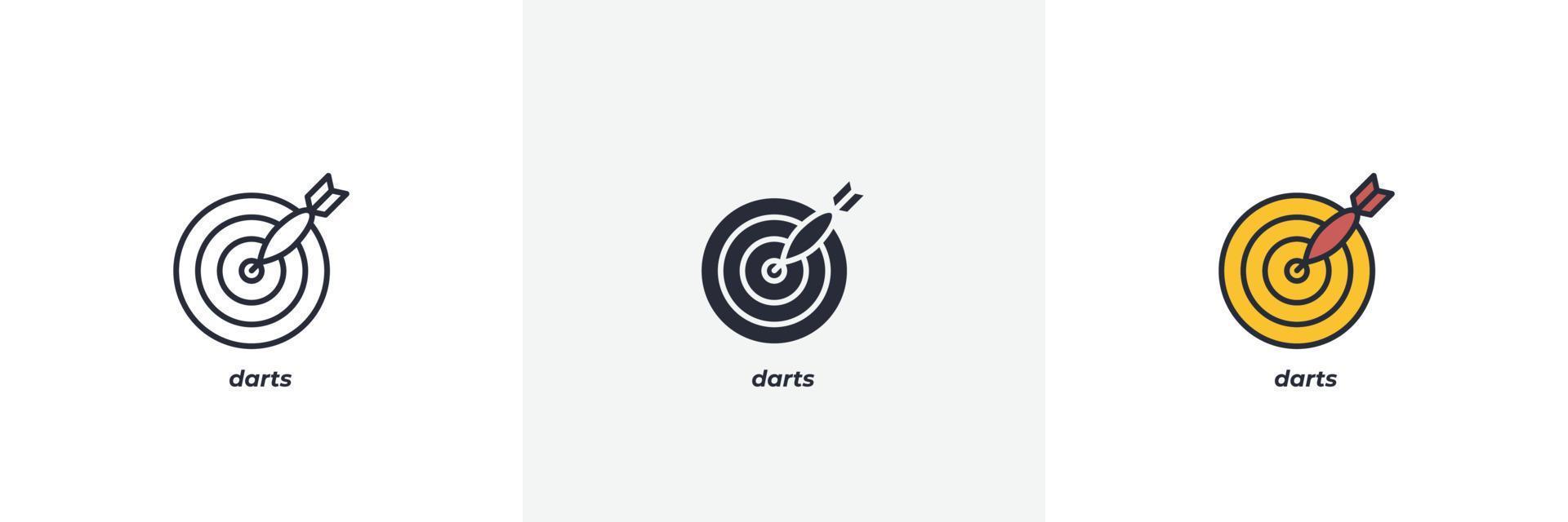 darts icon. Line, solid and filled outline colorful version, outline and filled vector sign. Idea Symbol, logo illustration. Vector graphics