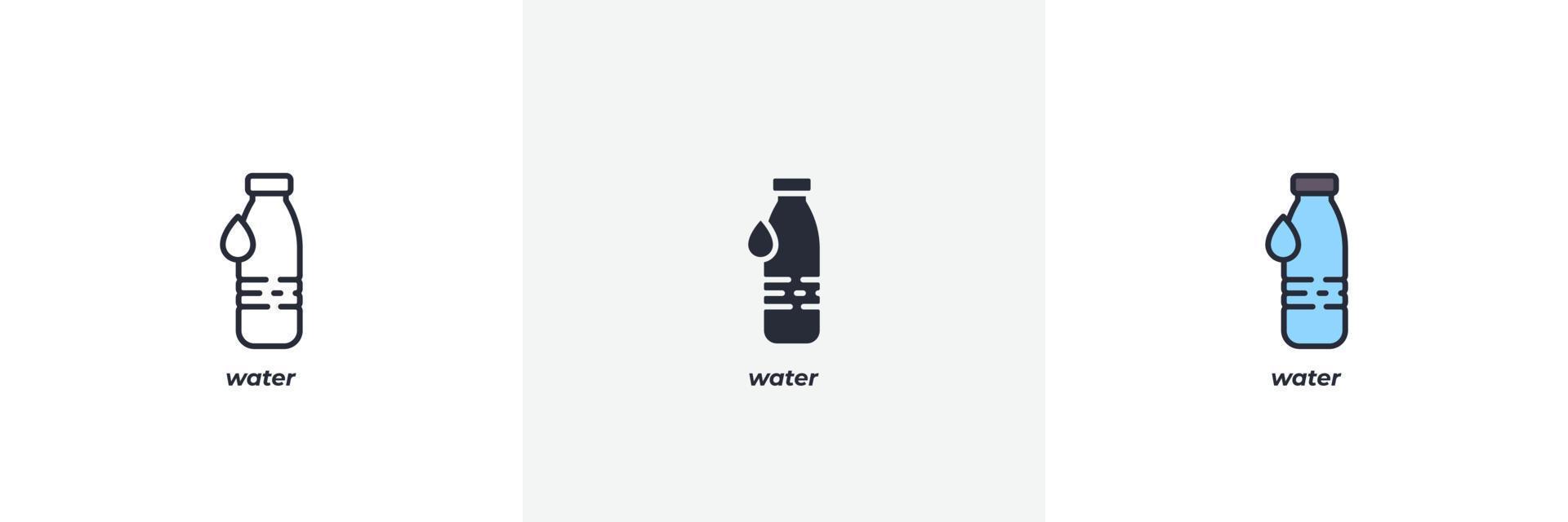 icono de agua línea, contorno sólido y relleno versión en color, contorno y signo de vector relleno. símbolo de idea, ilustración de logotipo. gráficos vectoriales