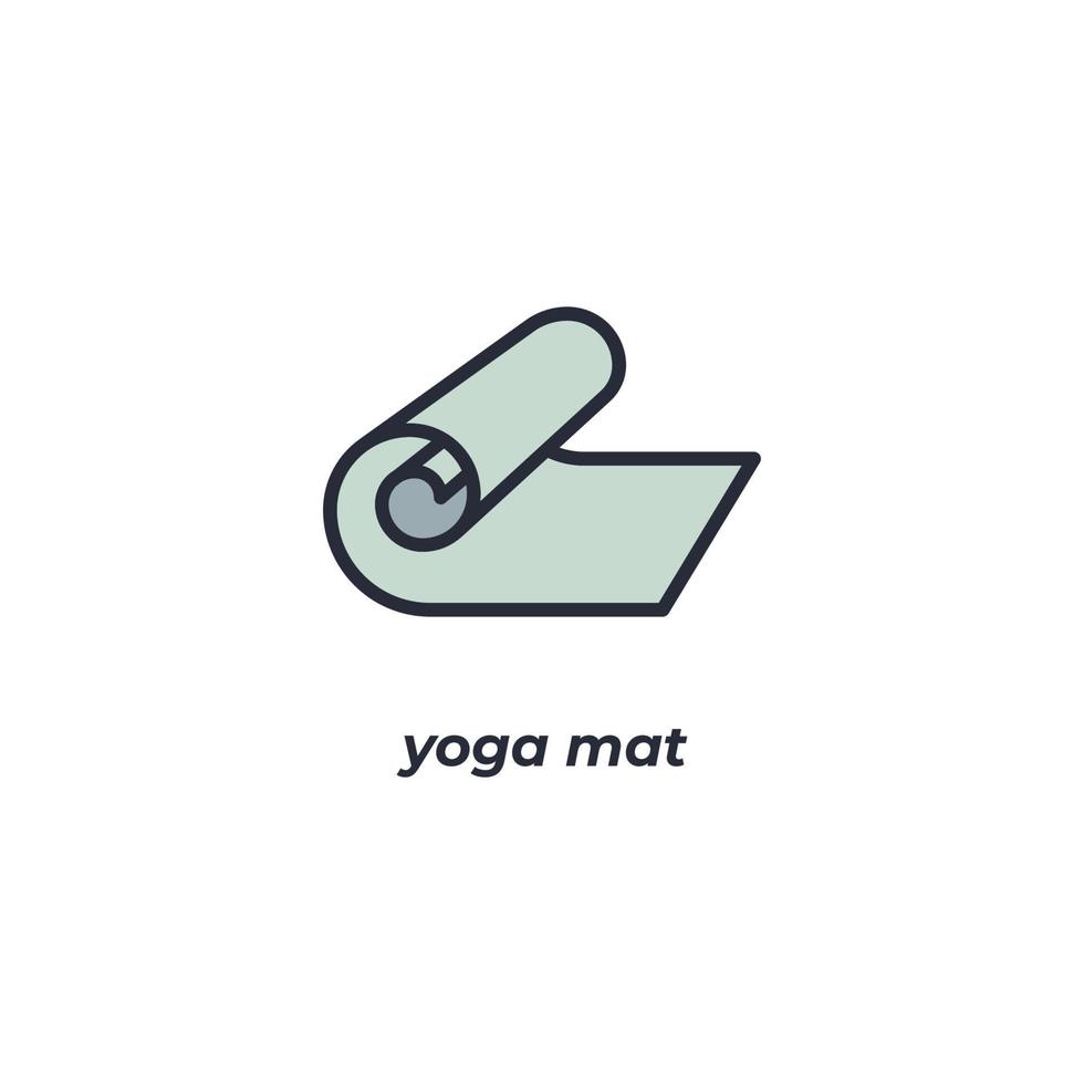 el signo vectorial del símbolo de la alfombra de yoga está aislado en un fondo blanco. color de icono editable. vector