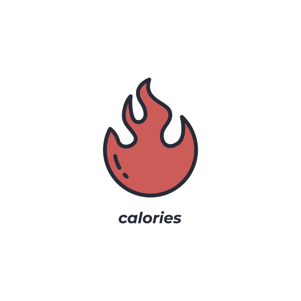 Vector sign of calories symbol is isolated on a white background. icon color editable.