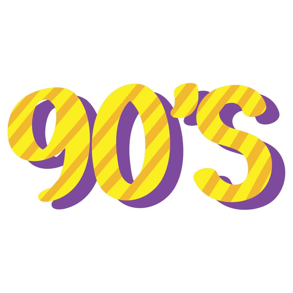 nineties number lettering vector