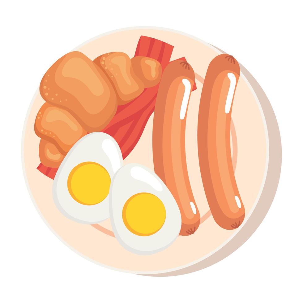 eggs frieds and sausages vector